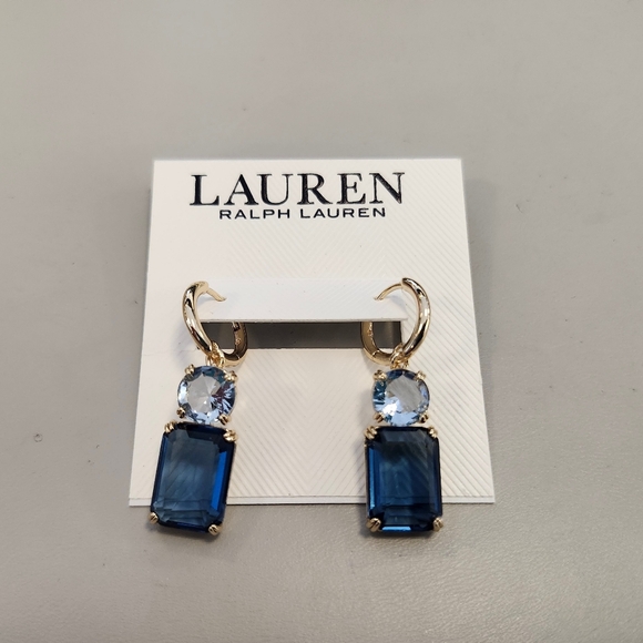 Ralph Lauren Jewelry - NWT Ralph Lauren Gold-Tone Blue Glass Stone Mixed Cut Drop Earrings